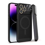 Dqtaoply Coque pour iPhone 15 Pro, Ultra Fine Anti Rayures [Respirable Conçu] PC Dur Case Verre Trempé Caméra Protection avec Magnétique pour iPhone 15 Pro（Noir）