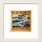 Lumartos, Vintage Poster US Navy Help Your Country! Enlist In The Navy Contemporary Home Decor Wall Art Print, White Frame, 10 x 10 Inches