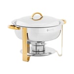 Royal Catering Chafing dish - runda guldaccenter 4,5 L 1 bränslecell vikbara fötter