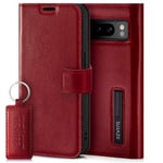 SURAZO Étui de Protection en Cuir pour Google Pixel 8 Pro - Pliable - en Cuir véritable - avec Aimant, Compartiment pour Cartes, Protection RFID, Fonction Support - À Rabat en Cuir (Rouge Costa)