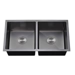 Large Dual Square Gunmetal Undermount Kitchen Sink 780x430mm Black