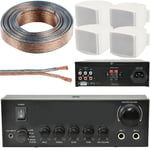 110W Mini Stereo Amplifier System 4x Background Wall Speaker Bedroom Office AUX