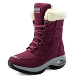 GURGER Bottes Hiver Femme Fourrées Bottes de Neige Imperméable Bottines Doublé Chaude Chaussures de Randonnée Rouge Taille 41