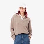 Lacoste Pull col polo cachemire maille 3D Taille 44 Beige