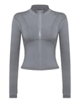 Gyabnw Veste de Sport Femme Haut de Course Respirant à Manches Longues Top de Fitness avec Fermeture Eclair avec Trous pour Les Pouces Convient pour Le Yoga la Running et Plus Encore