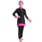 Islamisk Baddräkt Barn Flickor Blygsam Helkropp Muslimsk Baddräkt Strand Burkini Black 7-8 Years