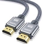 Câble Hdmi 4K 10M Câble Hdmi Par Ethernet En Nylon Tressé Supporte 3D/ Retour Audio - Cordon Hdmi Pour Lecteur Blu-Ray/ Ps3/ Ps4/ Netfix/Fire Tv/Ecran - Gris