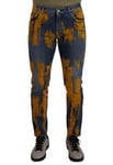 Dolce & Gabbana Mens Blue Yellow Dye Cotton Skinny Denim Jeans material_cotton - Size IT 48 (Mens)