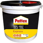 Pattex Bois Express, colle à bois à séchage rapide, colle vinylique pour montage, assemblage, placage ou contrecollage sur supports en bois, colle blanche, seau de 5 kg