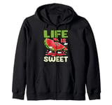 Watermelon Love Fruit Summer Melon Life is Sweet Zip Hoodie