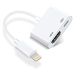 [Apple MFi Certified] Adaptateur Lightning HDMI Lightning Digital AV Sync Screen HDMI Câble Convertisseur Compatible avec iPhone 14/13/12/11/XS/XR/X/8, iPad HDTV/Moniteur/Projector Prend en Charge