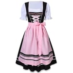 Tysk Oktoberfest-dräkt för kvinnor Dirndl traditionell bayersk ölfestival karneval Fraulein cosplay piga klänning outfit -hg svart Black M