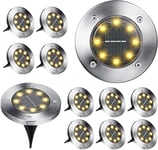 BrizLabs Lampe Solaire Extérieur, 12 Pièces 8 LED Lumière Au Sol Solaire Blanc Chaud Etanche Spot Solaires Encastrable pour Passerelle Jardin Chemin Terrasse Pelouse Cour Souterraine