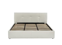 BAÏTA Lit Coffre SEGURO Simili Blanc 180x200 sommier Inclus