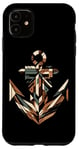 Coque pour iPhone 11 Symbole de la mer ancre cool dans le style art cubisme Noël