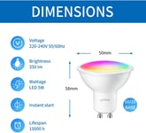 ANWIO GU10 WiFi Smart Bulb, Dimmable Colour Changing Alexa Light Bulbs GU10,5W