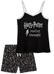 Harry Potter Pyjama Fille, Pyjama Court Enfant Fille, Ensemble T-Shirt et Short, Vêtement Enfant Fille Taille 7-14 Ans, Idée Cadeau Enfant Ado Gryffondor (Noir, 11-12 Ans)