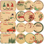 POPGIFTU Etiquette Cadeau Noël Autocollante, 144Pièces Étiquettes Nom Noël Papier Kraft, Autocollants Étiquettes Cadeaux de Noël pour les Emballages Cadeaux décoratifs(36 modèles Assortis)