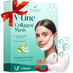 Plantifique Face Mask V-Line 5 Pcs with Hyaluronic Acid V Shape Face Tape Mask for Skin Firming and Tightening Double Chin Jawline Christmas Gifts for Women & Men, Skincare Chin Mask Jawline Shaper