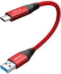 Lot de 2 câbles USB C à charge rapide [0.3 m] - Transfert de données 10 Gbit/s,cordon de charge de type C 62 W pour MacBook,Samsung S21/S20/Note 20,iPad Pro,banque d'alimentation,etc (rouge)