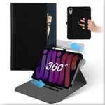 Coque Pour Ipad Mini 6ème Génération 2021/Ipad Mini 7 2024 8.3 Pouces,Housse Cuir Support Rotative 360°Et Amovible Avec Porte-Crayon&poche,Flip Etui Veille/Réveil Automatique Pour Ipad Mini 6.[I735]