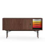 House of Finn Juhl - Sideboard With Tray Unit, Walnut Veneer, Black Steel, Warm - Sideboards - Finn Juhl - Tre farget - Metall/Tre