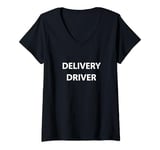 Womens Delivery Driver Food Courier Package Guy Job Employee Staff V-Neck T-Shirt