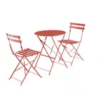 Salon de jardin bistrot pliable - Emilia rond Terra Cotta - Table Ø60cm avec deux chaises pliantes. acier thermolaqué - Terracotta
