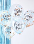 5 stk 30 cm - Baby Boy Ballonger med Rose Gullfarget Konfetti - Twinkle Twinkle