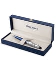Waterman Expert Deluxe kuglepen | Metal & blå lak med palladium belagt trim | Mellempunkt | Gaveæske