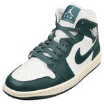 Nike Air Jordan 1 Mid Womens Fashion Trainers in White Green - 3 UK