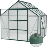 Serre De Jardin En Polycarbonate 4 Mm Et Aluminium Vert Emeraude Avec Embase Jupiter Longueur De 258 Cm