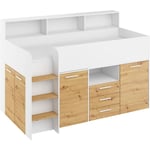 Bim Furniture - bureau lit superposé bibliothèque pour enfants neo l cm206x120x138h blanc oak