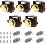 5 Pcs Bouton Poussoir Loquet, Serrure Tiroir Et Verrou Porte Placard, Loquet De Verrouillage De Porte Sans Clé Pour Camping-Car, Yachts, Bateau, Caravane (Marron)