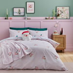 Catherine Lansfield Vintage Christmas Bedding Set - Kingsize Pink