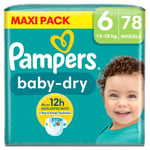 Pampers Baby-Dry bleier, størrelse 6, 13-18 kg, maxipakke (1 x 78 bleier)