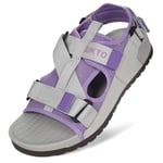 Gaatpot Sandales Femme Sandals de Sport et d'Extérieur Avec Soutien de la Voûte Sandale de Trekking Randonnée Ajustable Bout Ouvert Confortable Violet 37