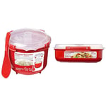 Sistema Microwave Rice Cooker | 2.6 L | Dishwasher Safe Small Rice Cooker | BPA-Free | Red & Rectangle Microwave Container | 1.25 L | BPA-Free | Red/Clear