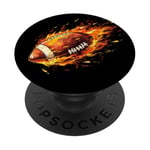 Football américain en feu et flammes pour les amateurs de sport PopSockets PopGrip Adhésif