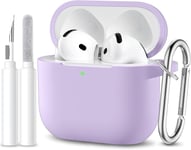 Coque Compatible Avec Airpods 4 Case 2024, Étui Protection Antichoc En Silicone Souple Pour Apple Airpods 4Ème Generation Housse Avec Kit De Nettoyage Et Mousqueton [Led Visible], [QUE073845]