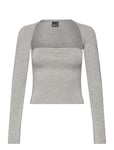 Gina Tricot Soft Touch Square Neck Top Grå