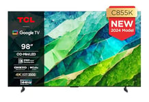 TCL 98C855K 98-inch QLED Mini LED TV, QLED PRO, 4K HDR Premium 3500nits, Smart TV Powered by Google TV (Dolby Vision & Atmos, Onkyo 2.2.2 sound system, 144Hz Motion Clarity Pro)