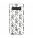 Coque Galaxy S10e Marbre ananas geometrique blanc dore or