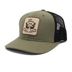 DRESSED IN MUSIC PLAY WITH ME Casquette de type Trucker Recyclée Surf Monkey® - Visière incurvée - Casquette Snapback réglable - Patch brodé - Design à 6 panneaux Olive, Olive, 55-61