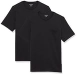 Amazon Essentials Men's T-Shirt Regular-Fit Short-Sleeve Crewneck Pocket, Pack of 2, Black, M