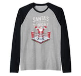 Christmas Boxing Santa's In The Ring Tonight Raglan Baseball Tee