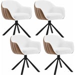 Lot de 4 Chaises Salle à Manger Pivotante à 360° Pieds en Métal, en Chenille, Chaise de Cuisine avec Dossier et Accoudoirs, Chaise Scandinave, Blanc