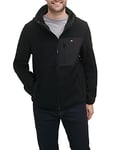 Tommy Hilfiger Men's Hooded Performance Fleece Jacket, Charcoal/Black Mixed Media, S