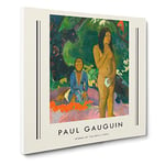 Words Of The Devil By Paul Gauguin Exhibition Museum Classic Painting Canvas Wall Art Print Ready to Hang, Framed Picture for Living Room Bedroom Home Office Décor, 20x20 Inch (50x50 cm)