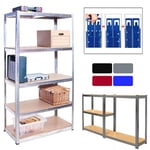 BRIEFNESS Heavy Duty Boltless Storage Shelving Shelves Racking Rack Unit for Garage Shed Industrial Workshop Kitchen, Metal Steel and MDF Boards H 150 x W 70 x D 30 Cm Black